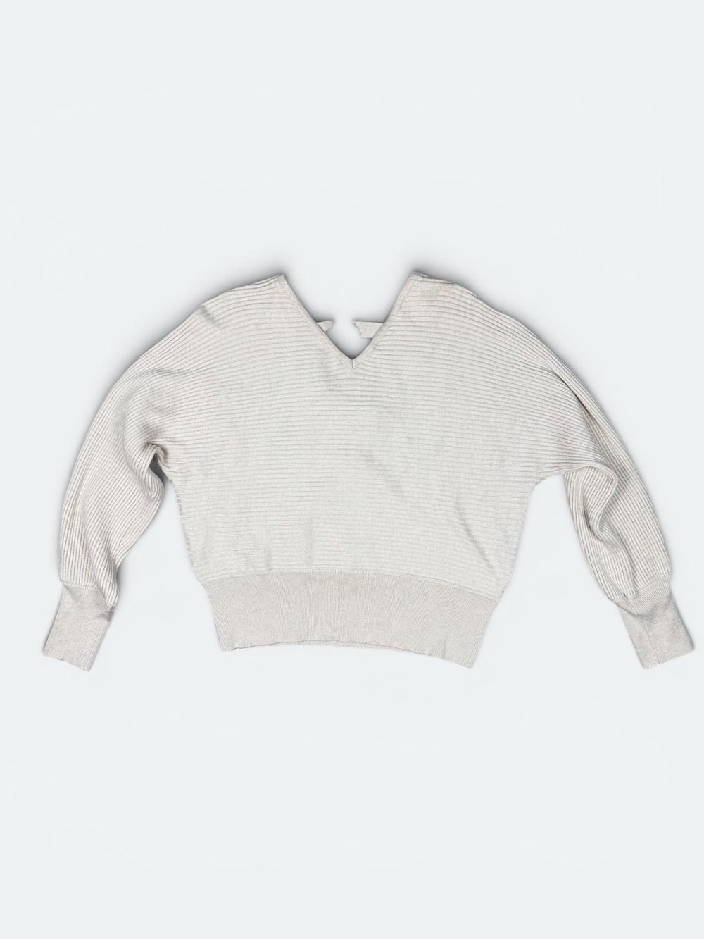 Pink Rose Ribbed Knit V-Back Sweater Size Small